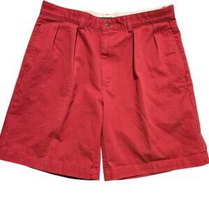 Polo Ralph Lauren Mens Vtg 90s Y2K Prep Tyler Short Cotton Red Pleated Chino 34